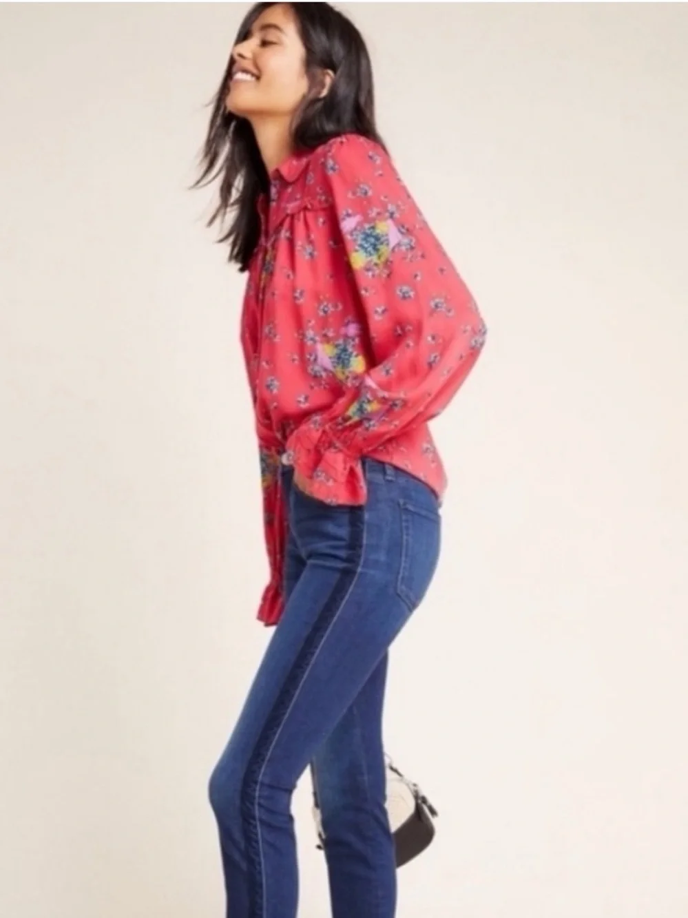 Anthropologie X Maeve Red Fredricka Button Down Top